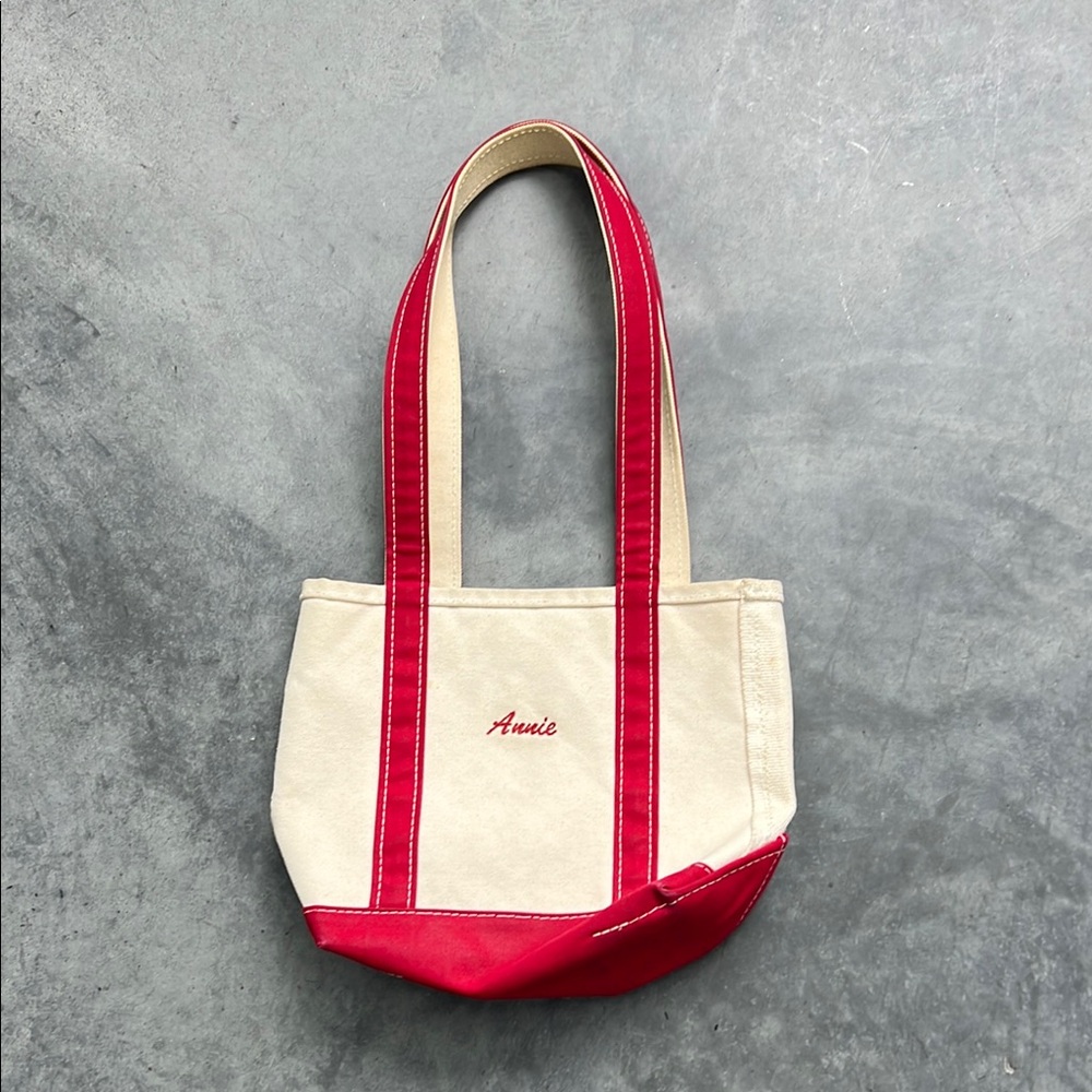 Annie Red and Cream Canvas Tote Bag